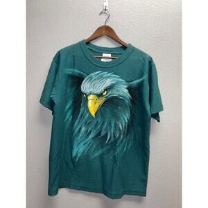 Vintage Bald Eagle Shirt Hazelwoods Green Bird Nature Animal Tee 90s 1990s Large